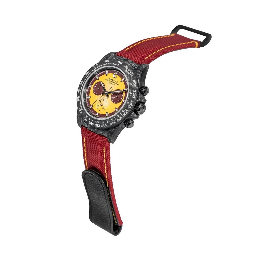 CRONUSART Men Chronograph Watch Automatic Mechanical Wristwatch Carbon Fiber