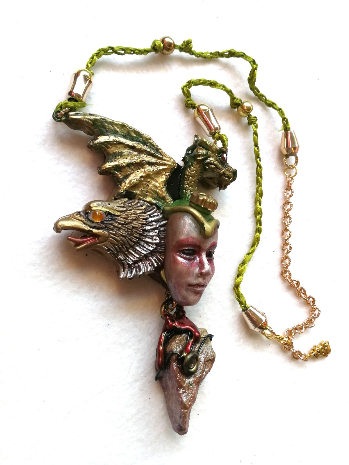 Bune Demon Gothic Talisman Satanist Pendant Devil Amulet Necklace Dragon Eagle