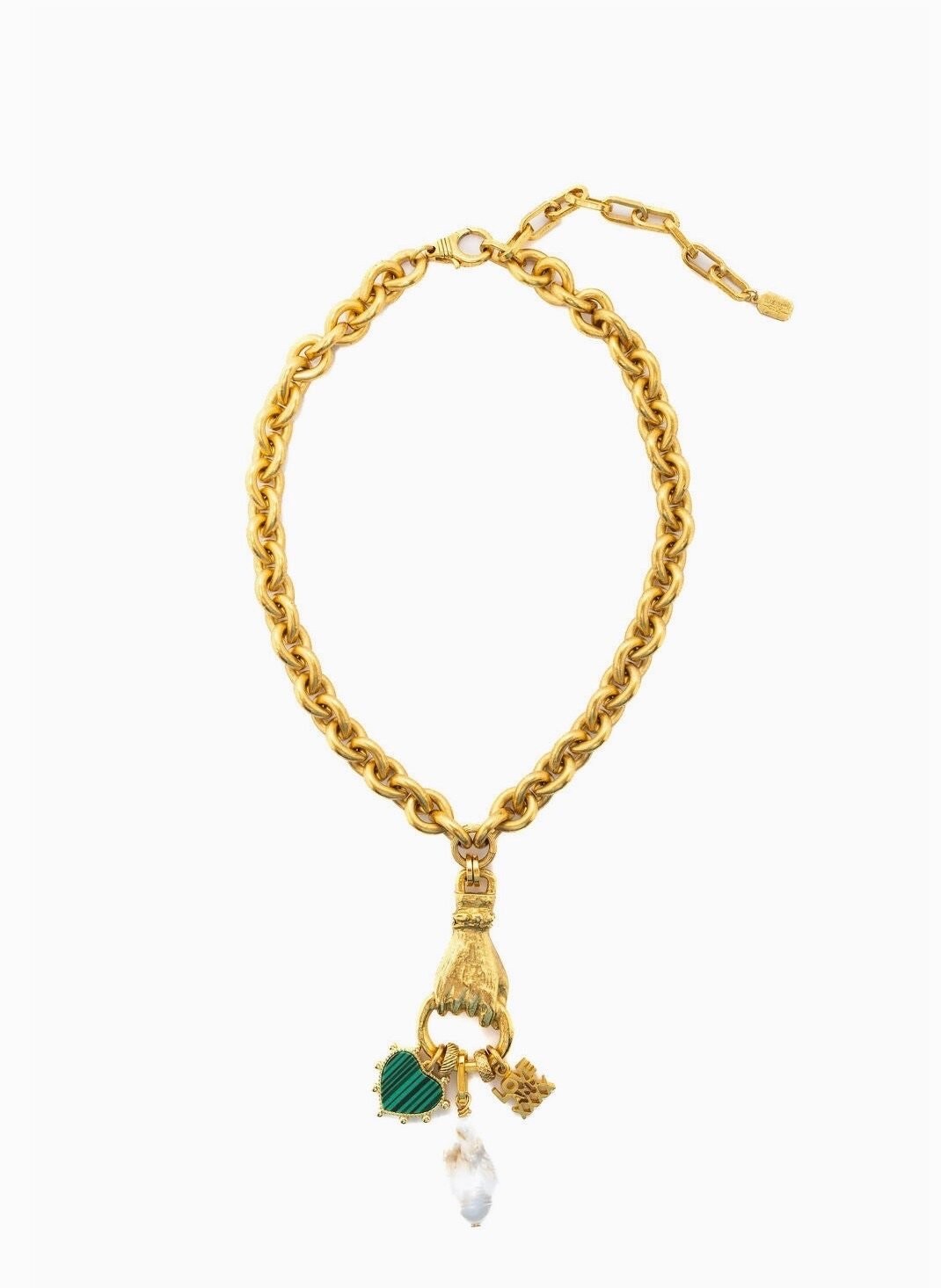 Elizabeth Cole Jewelry Rowan Charm Necklace 24K Gold Plated