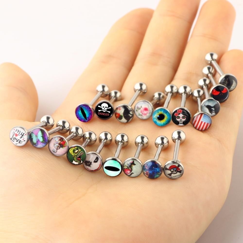 14G Surgical Steel Tongue Rings Barbell Piercing 5/8″ 16mm