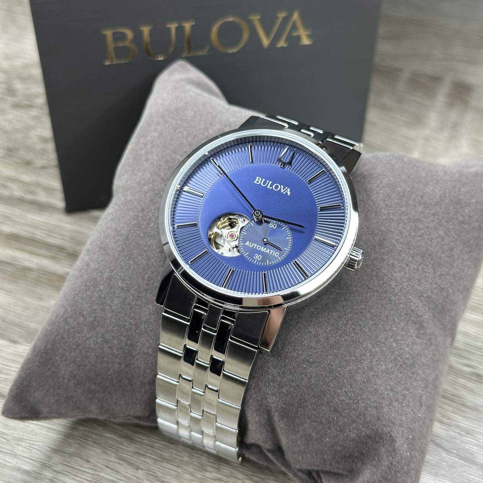 NEW✅AUTOMATIC✅ Bulova American Clipper Blue Dial Steel Men’s Watch 96A247 $450