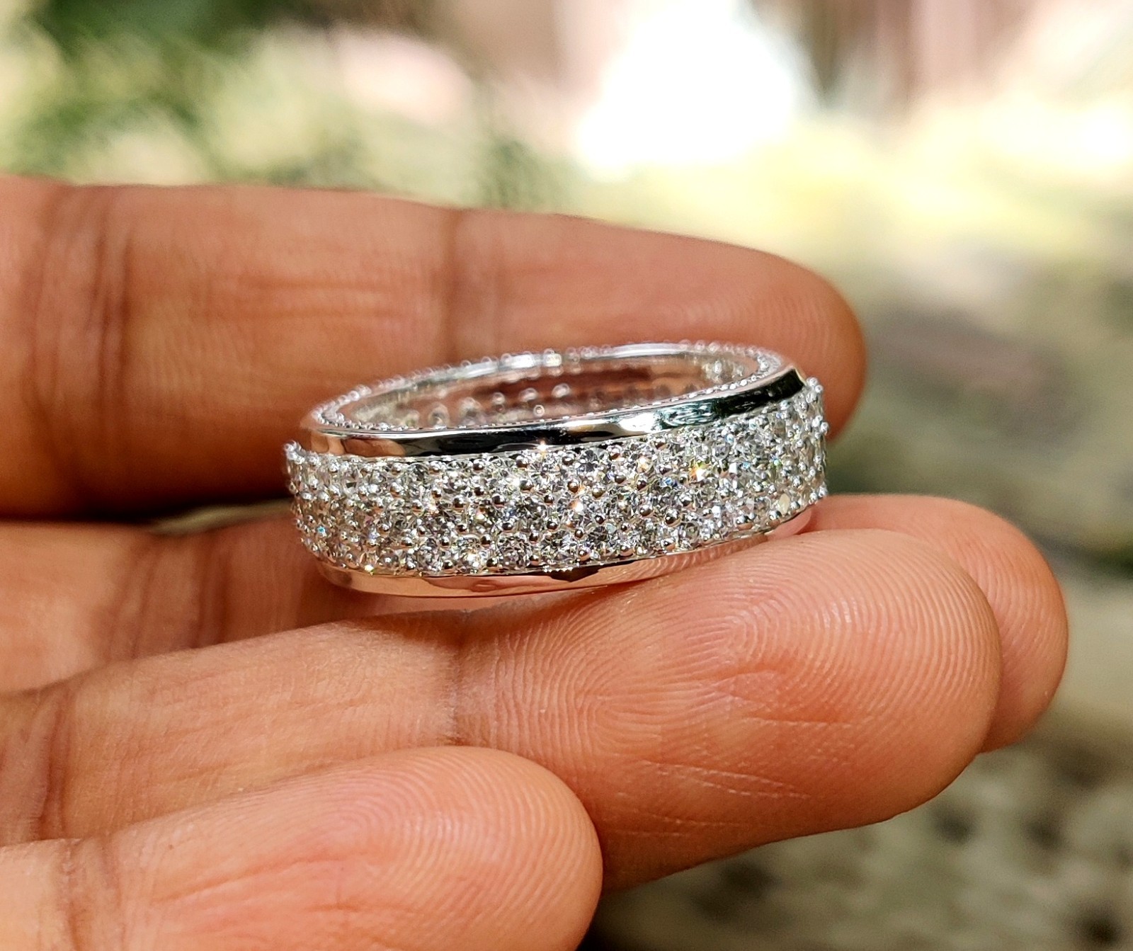 2Ct Round Lab-Created Diamond Cluster Wedding Band Ring 14K White Gold Plated