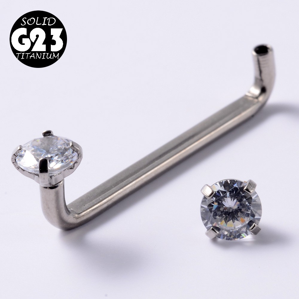 2x F-136 G23 Titanium Dermal Anchor/Stud CZ Double End Round Star Heart Lip Stud