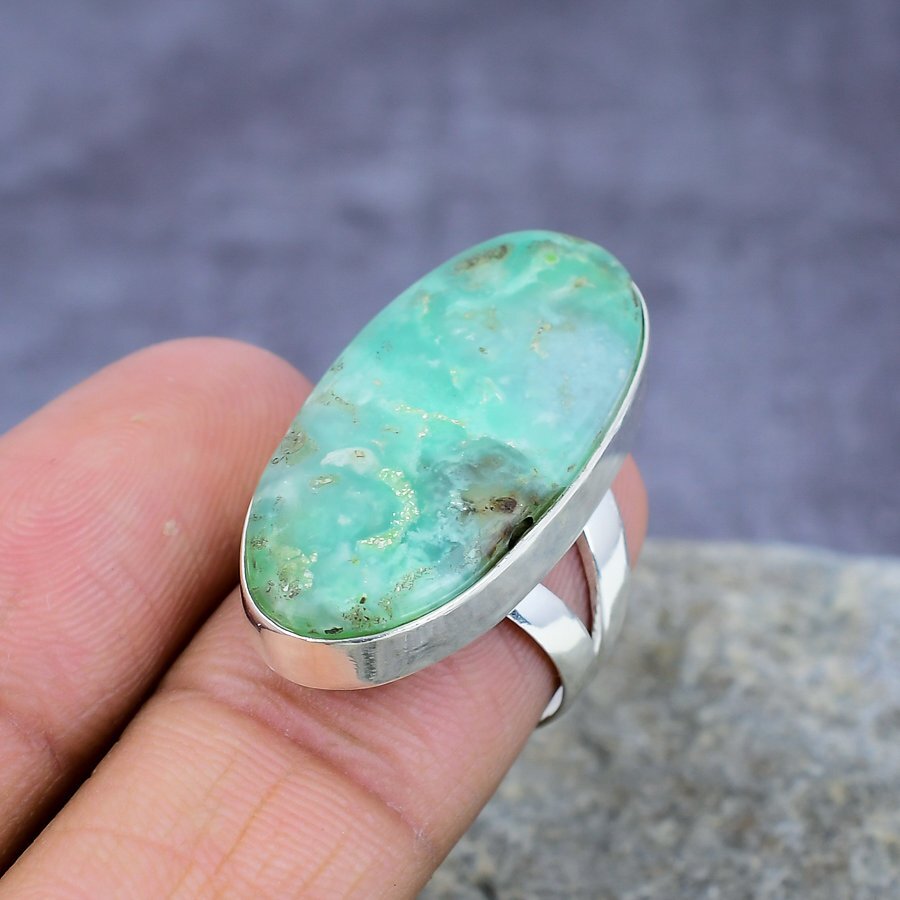 Lemon Chrysoprase Gemstone Handmade Solid 925 Sterling Silver Jewelry Ring