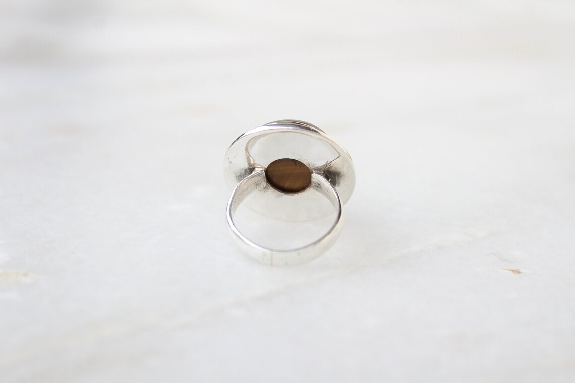 Natural Tiger Eye Ring Solid 925 Sterling Silver Handmade Ring Christmas Gift