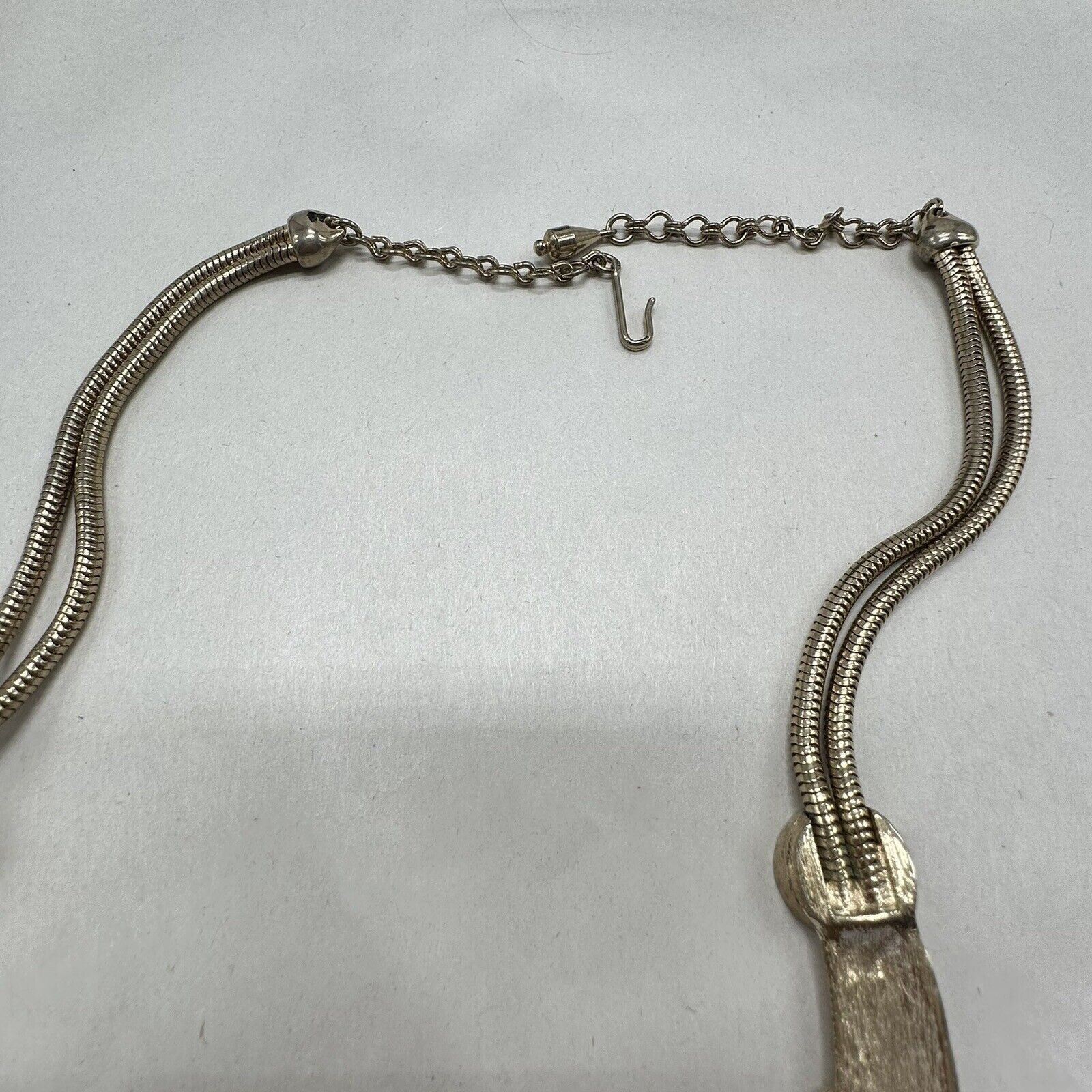 Vintage Boucher Choker Style Necklace Brutalist White Enamel Gold Tone FLAWED