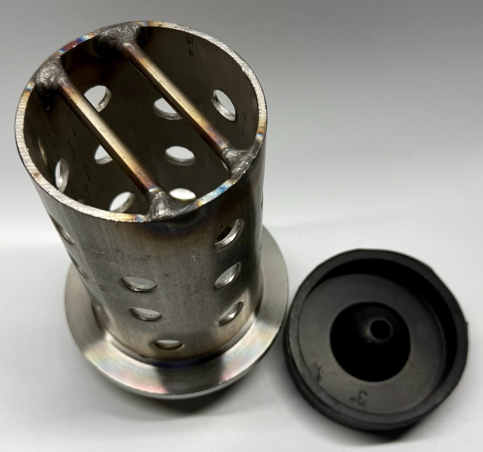 Perforated Flask 3 x 6″ Casting Vacuum Stainless 1/8″ Wall with Rubber Base Cone