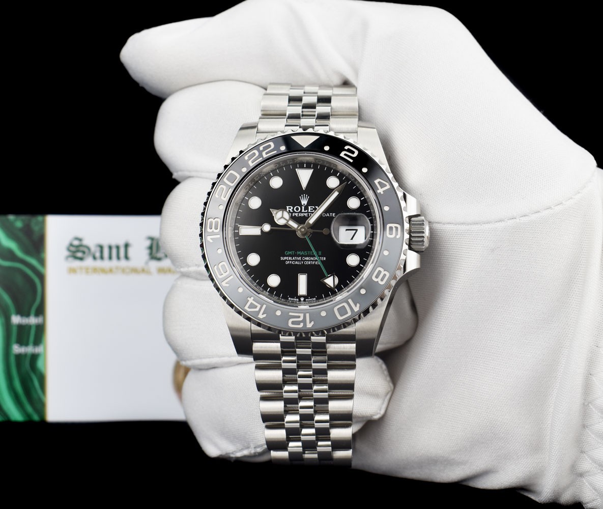 ROLEX NEW Stainless GMT Master II BRUCE WAYNE 2025 CARD 126710 GRNR SANT BLANC