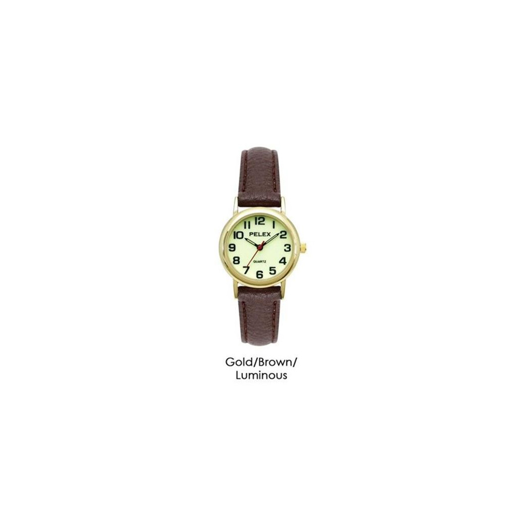 Ladies Watch Leather Gold Brown Glow-in-the-Dark Quartz Splash Proof Gift Ideal