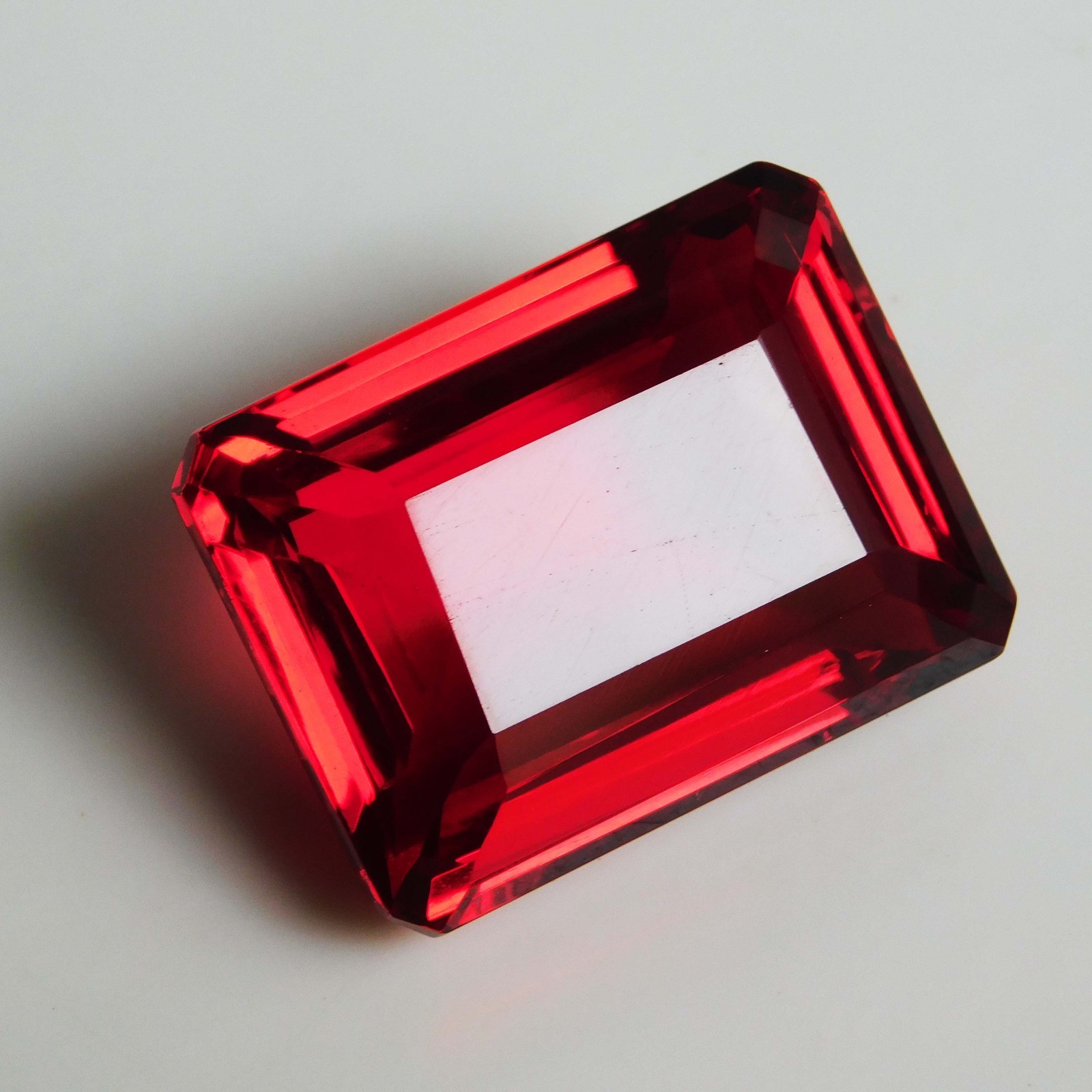 90.80cts. Natural Emerald Cut Translucent Madagascar Red Ruby Loose Gemstone