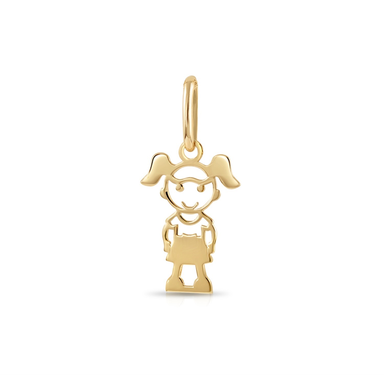 14K Real Solid Yellow Gold Baby Little Girl Kids Pendant Charm Necklace 18 in