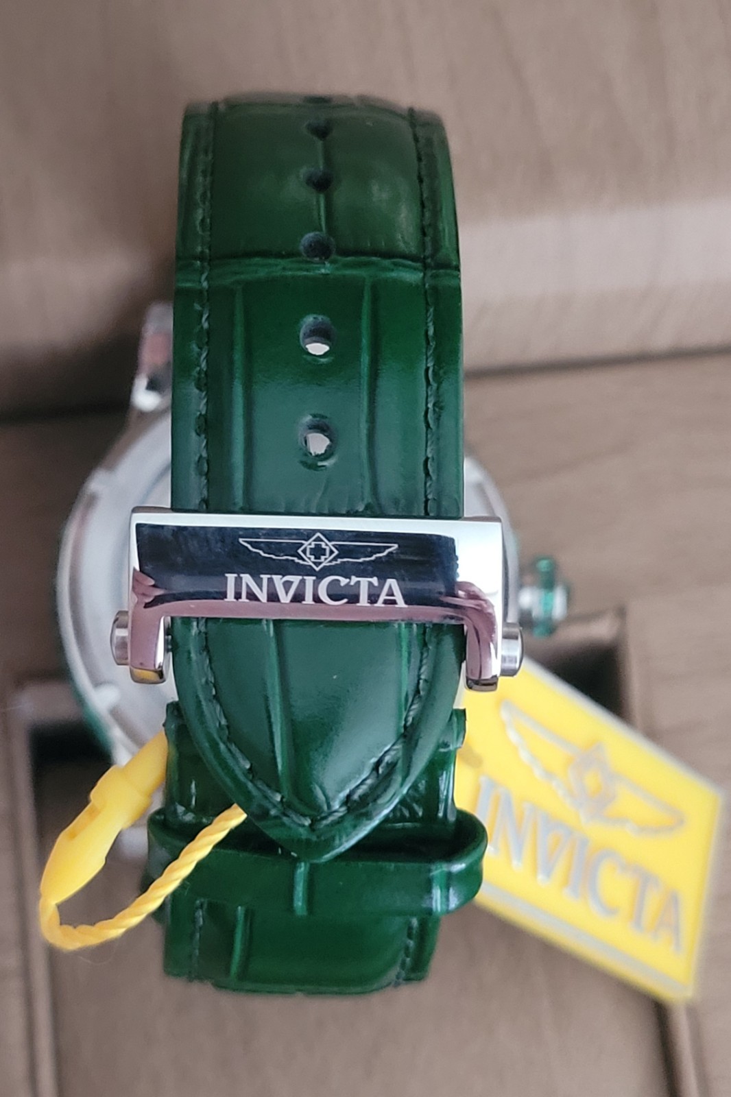 Invicta 69456 Men’s Automatic Skeleton Green Dial 45mm Leather 50m Box