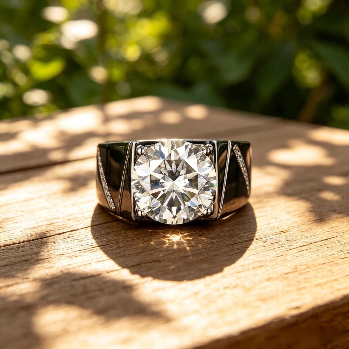 Rare 10 Ct Certified White Diamond Solitaire Men’s Ring 925 Silver Great Shine