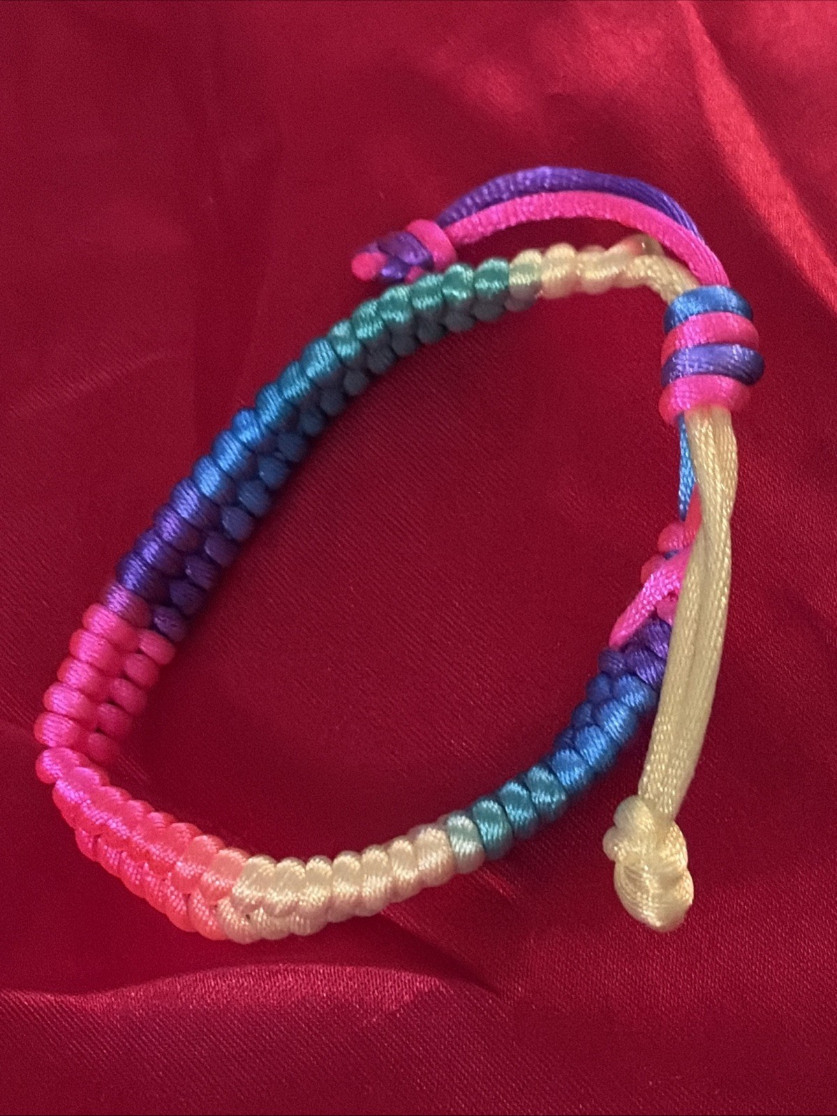 NEW COLORFUL NEON NYLON HERRINGBONE WEAVE FRIENDSHIP BRACELET ADJUSTABLE NIP