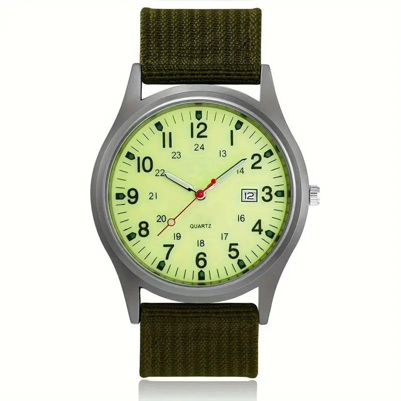Men’s Military Army Luminous 24 Hours Dial Nylon Strap Date Quartz Wrist Watch