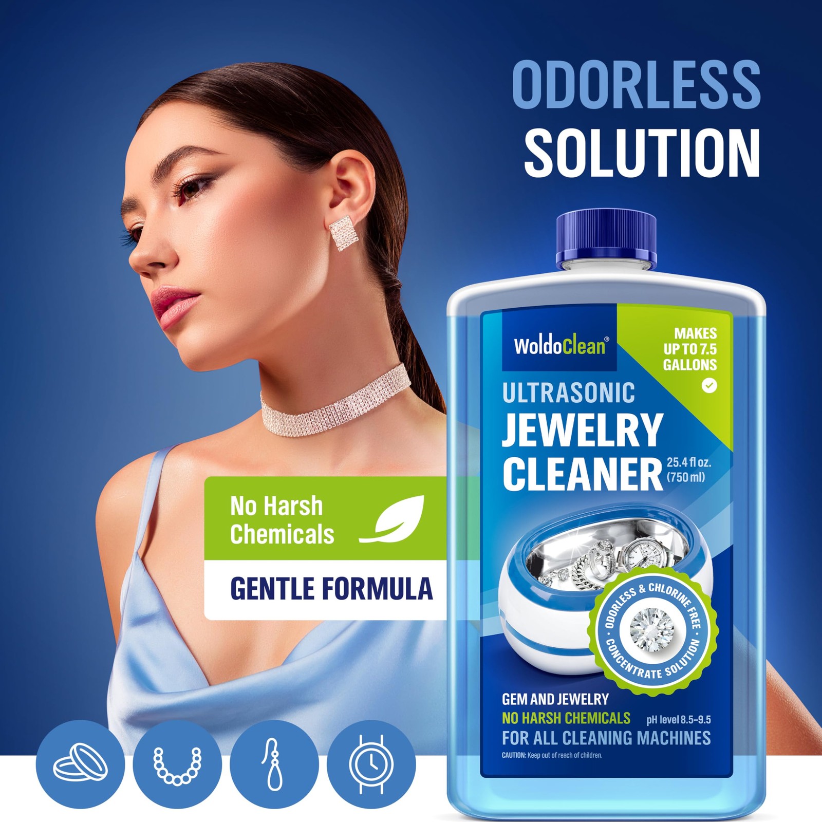 WoldoClean Ultrasonic Jewelry Cleaner Solution Liquid Concentrate 8 Gal