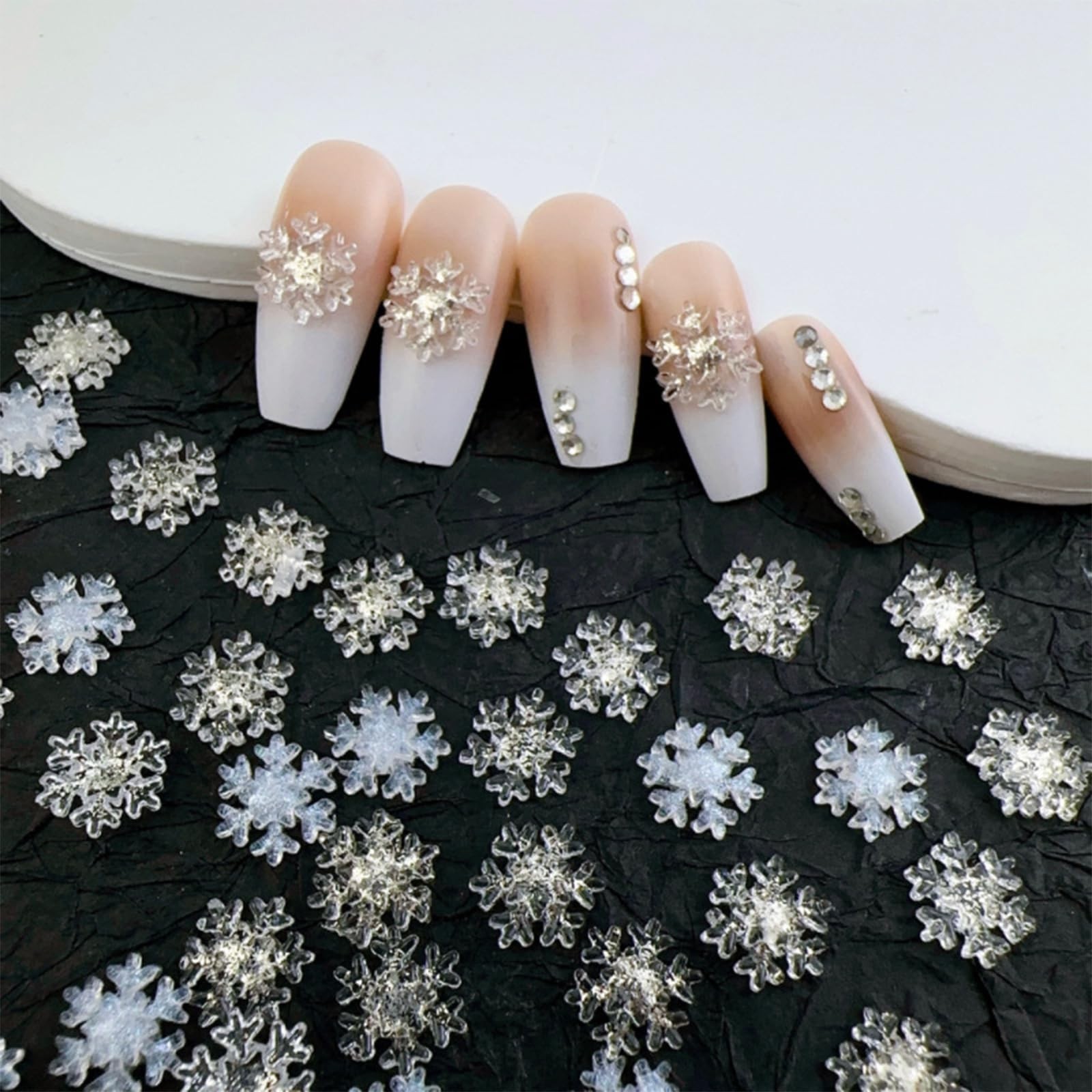 100pcs Snowflake Nail Art Decorations Christmas Iridescent Nail Art Charms Wh…