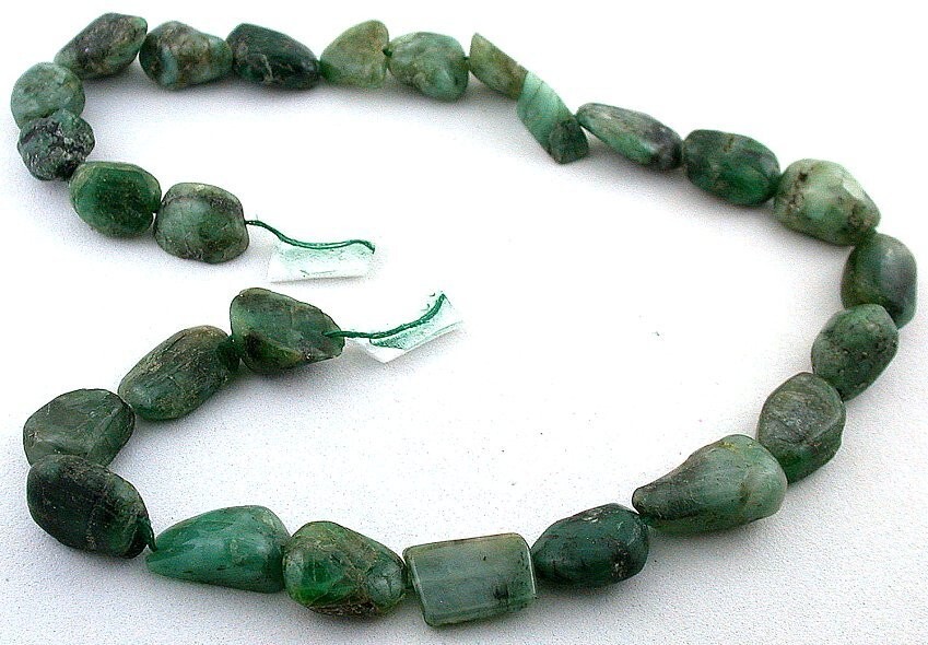 Green Emerald Polished Crystal Nugget Beads 13 Inch Strand ECBS30/62923