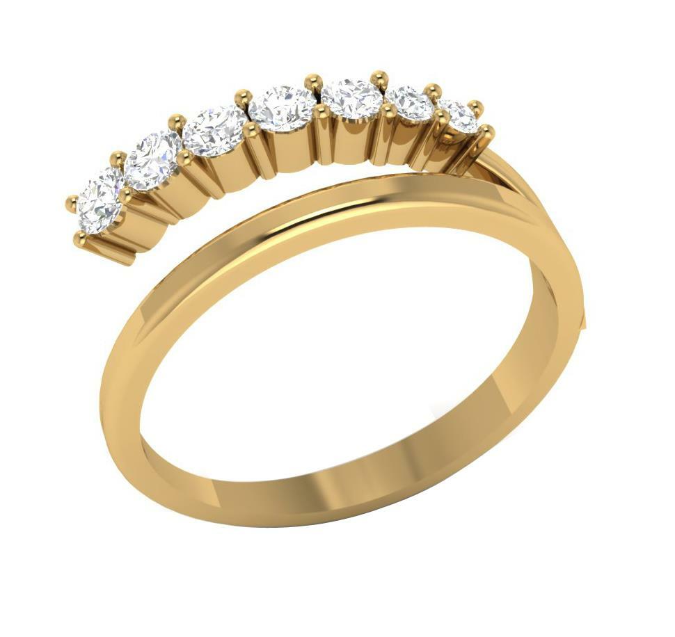 Wedding Ring VS1 F Natural 0.35 Ct Round Diamond Prong Set 14K White Gold 6.40mm