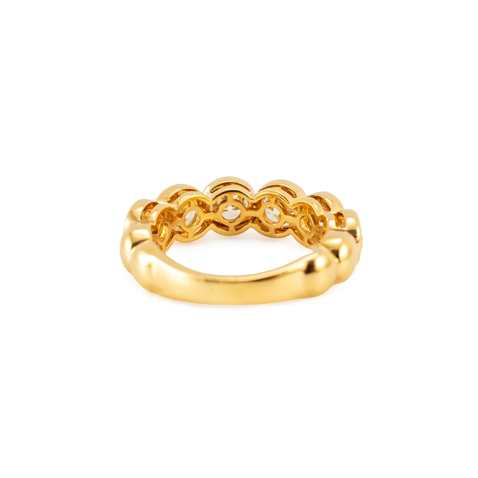 Ladies 18K Yellow Gold 3.05ctw Bezel Set Half Eternity Diamond Band Ring
