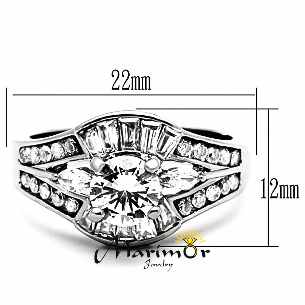 Womens AAA Cubic Zirconia Silver Stainless Steel Engagement Wedding Ring Sz 5-10