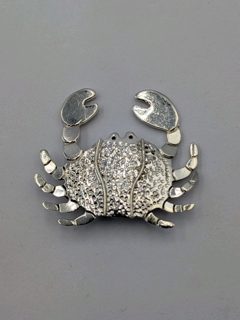 Vtg 925 Sterling Silver Crab Pin Brooch 16.3g Ocean Beach Cancer Zodiac Marine