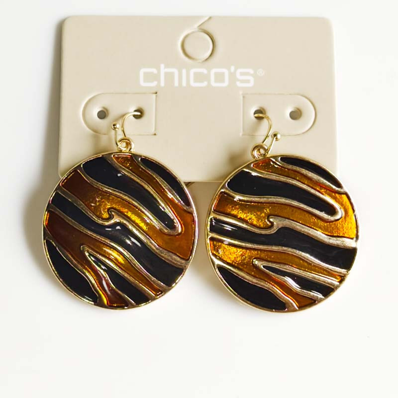 New Chicos Round Tag Drop Earrings Gift Fashion Women Party Holiday Show Jewelry