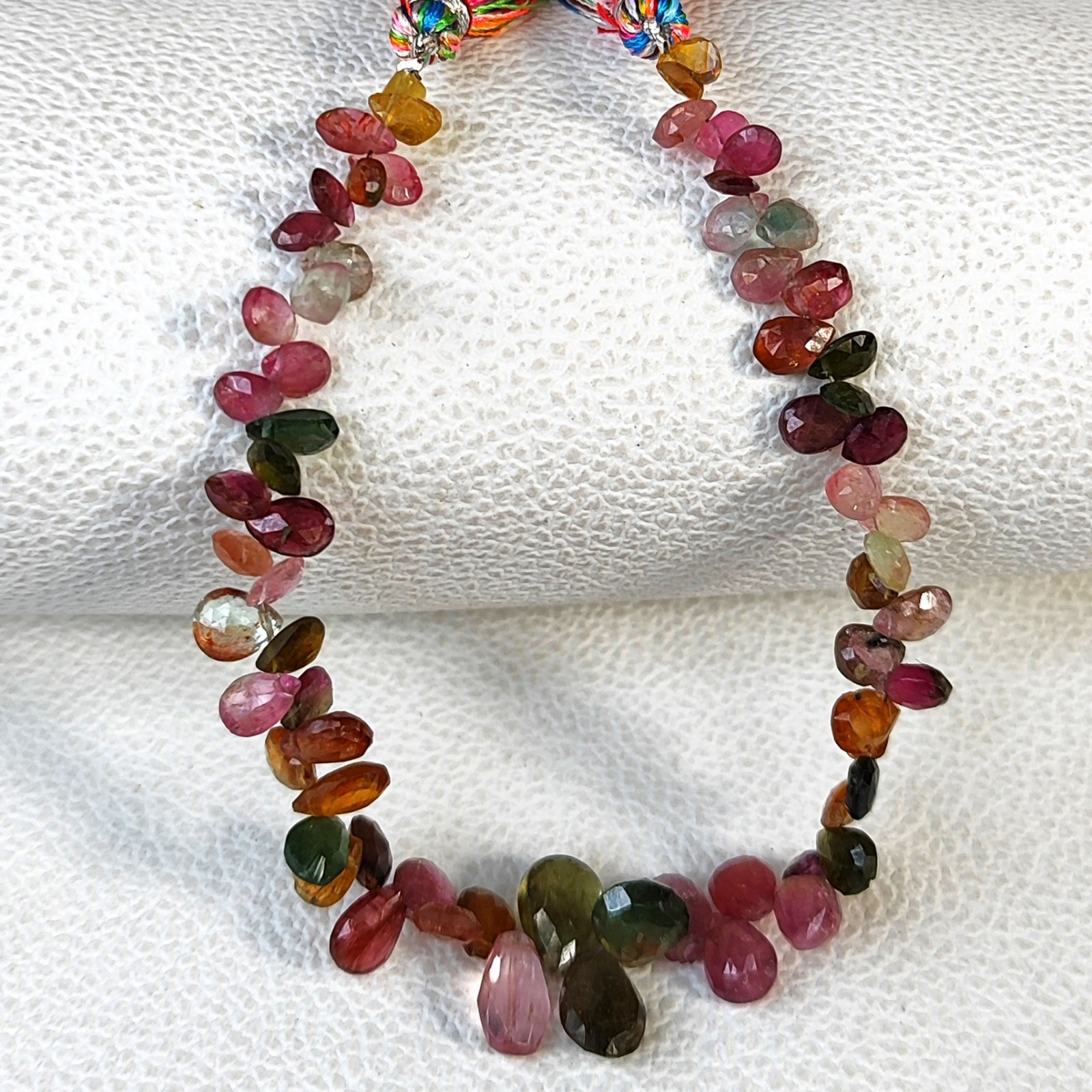 Brazilian Tourmaline 7” Strand Faceted Pear Shape 5×3-10×6 mm Multicolor Gems