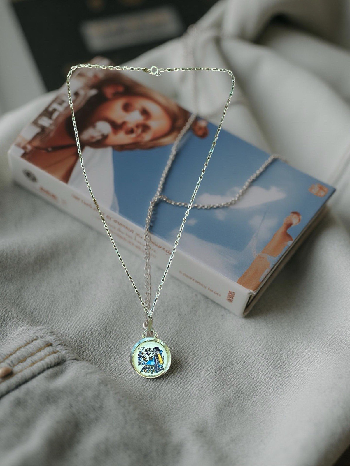 Brass pendant with Virgo zodiac sign illustration