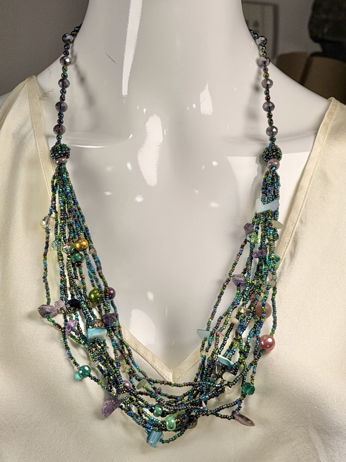 Handmade Guatemalan Multi-Strand Beaded Necklace