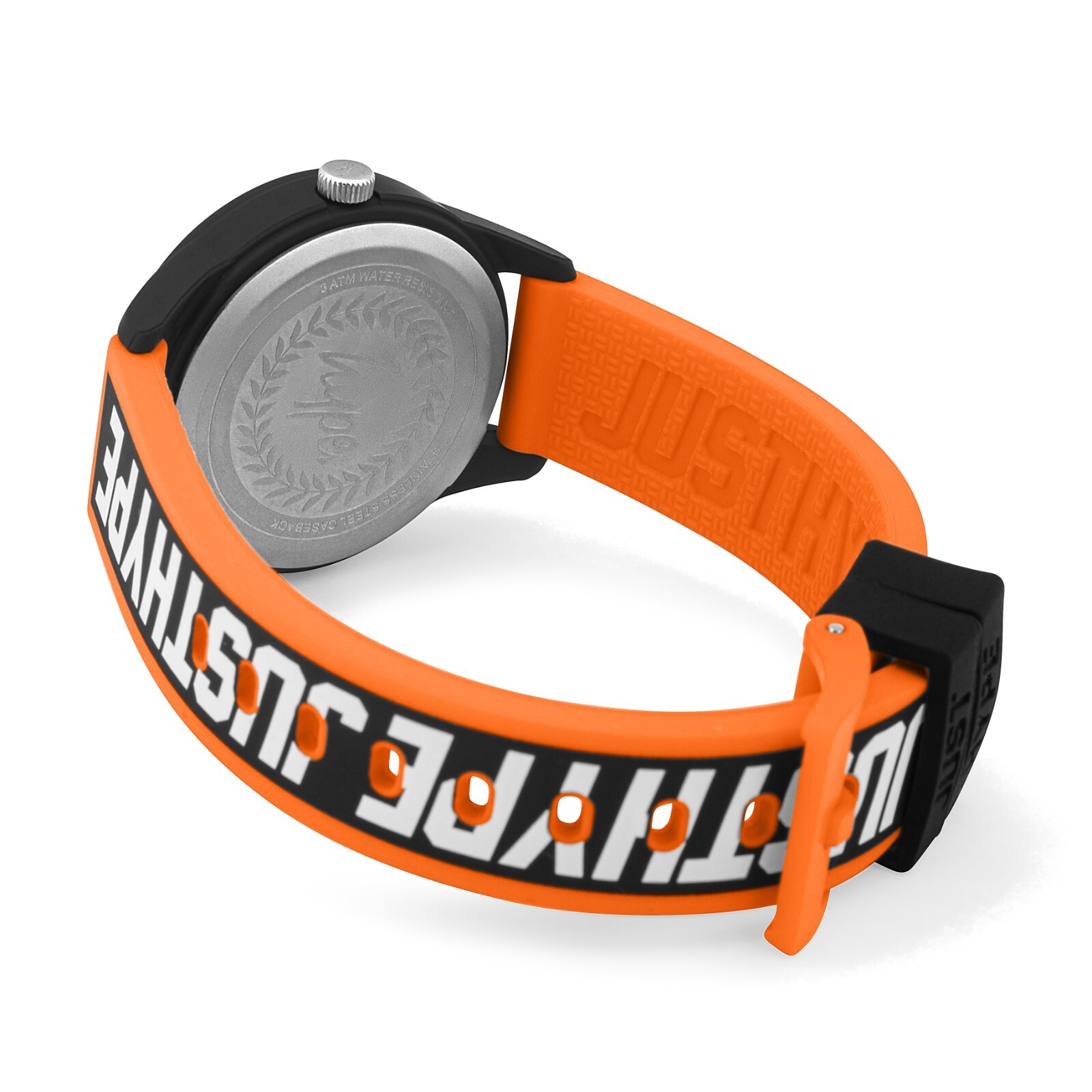 Hype Unisex Watch Black Dial With Orange/Black Silicone Strap, HYK004OB