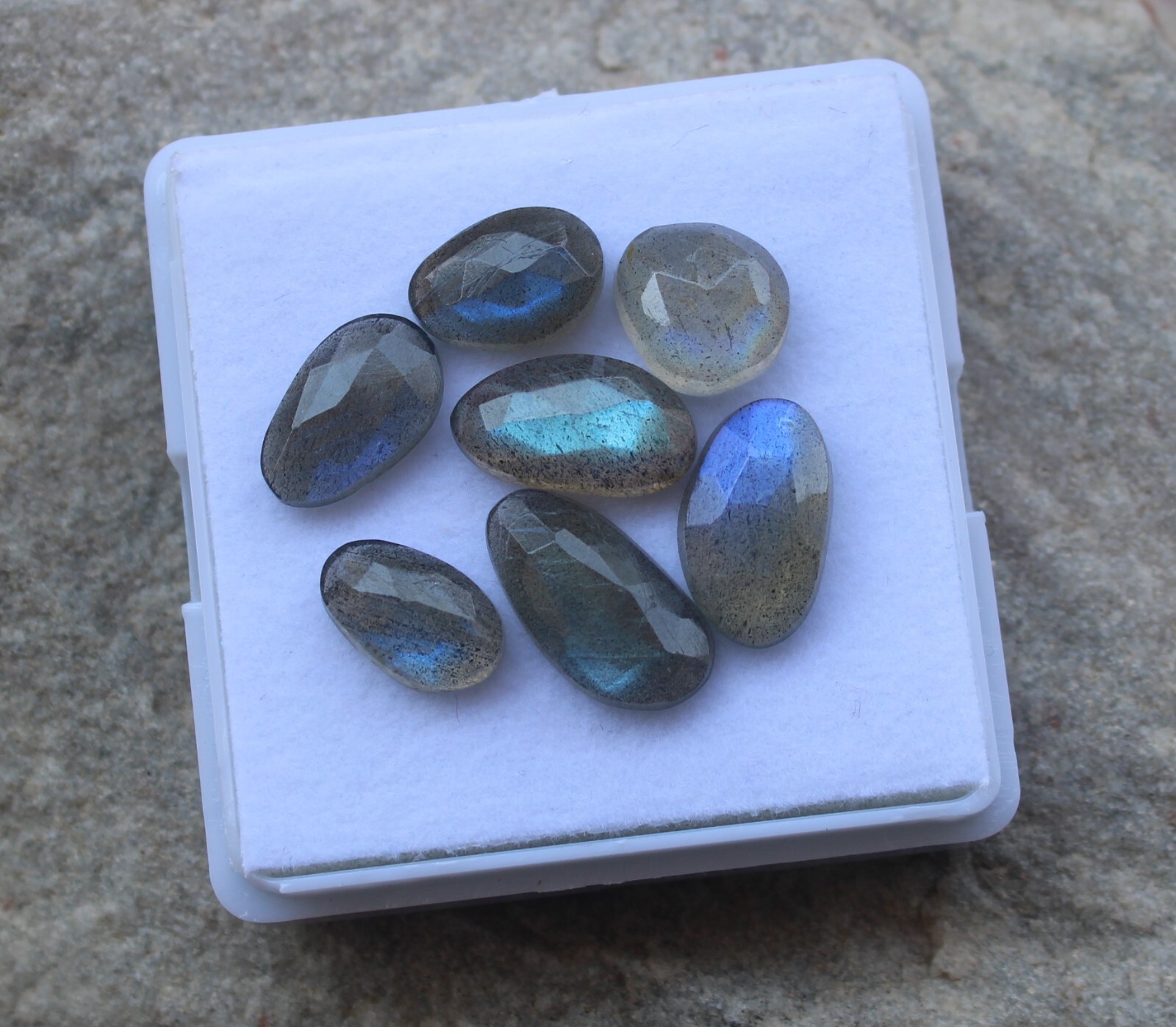 12 Pieces Labradorite Blue Sheen Rose Cut, 53.75 Carats Natural Blue Fire Labrad