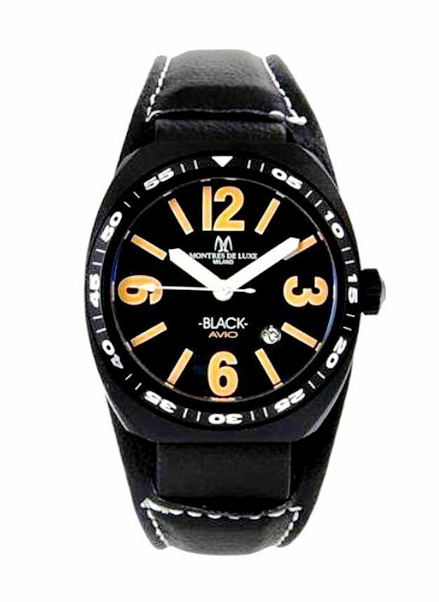 Montres De Luxe Milano Men’s Avio Brand New Black PVD Ultra Lite Watch w/ Date