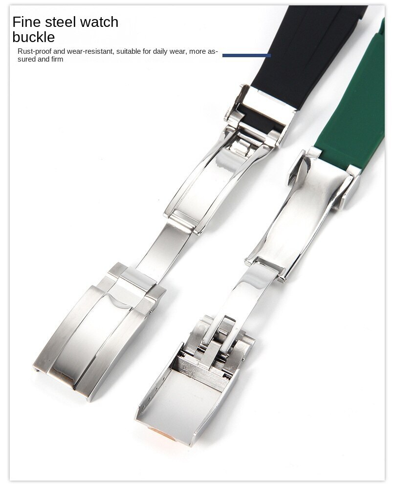 Silicone Rubber Watch Band Men’s Waterproof Silicone Sports Strap Fit Rolex 20mm