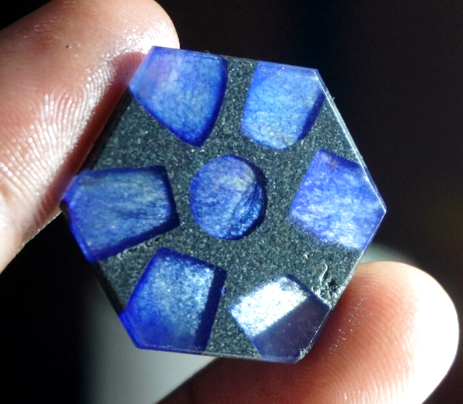 Natural Trapiche Blue Sapphire 28.75Ct Rare Hexagon Cut Sri Lanka Loose Gemstone