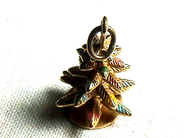 “Christmas Tree” Charm Vintage 1950s 14K Solid Gold, 1″ X 9/16″, 3.2 Grams,