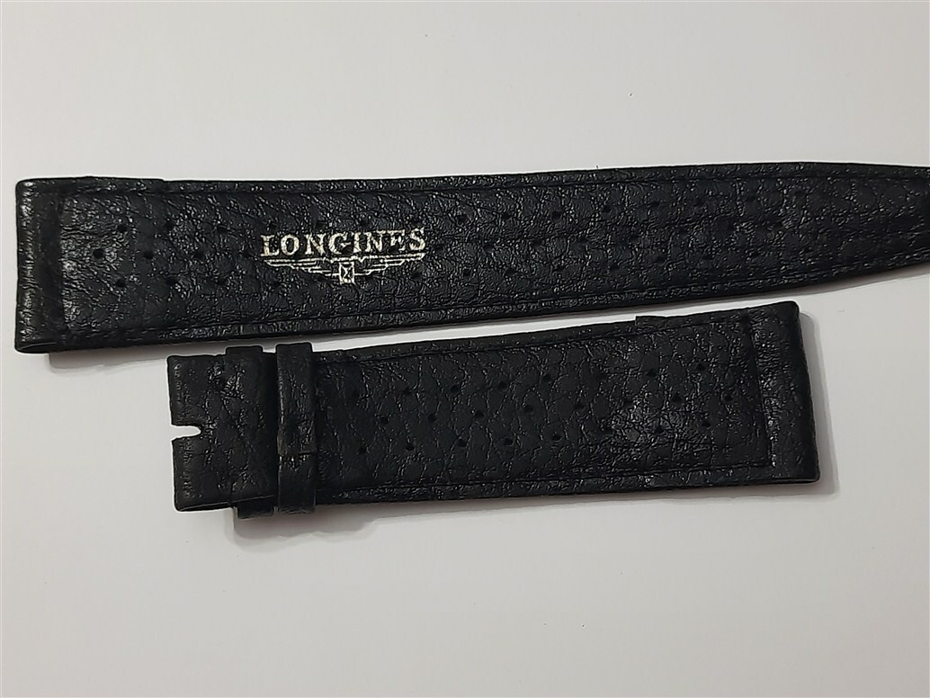 LONGINES 22M 1970’S VINTAGE NOS LONGINES BLACK PERFORATED LEATHER BAND STRAP