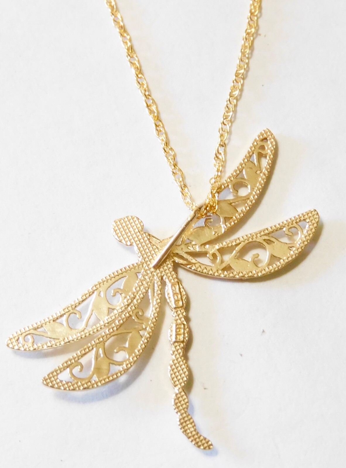 Black Hills Gold 10k 12k Dragonfly Large Version Pendant Necklace