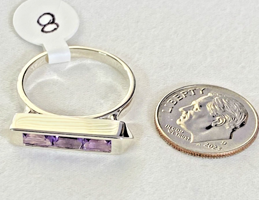 Kit Heath Lavender Amethyst Manhattan Bar Ring Sterling Silver Size 8 NWT 4g