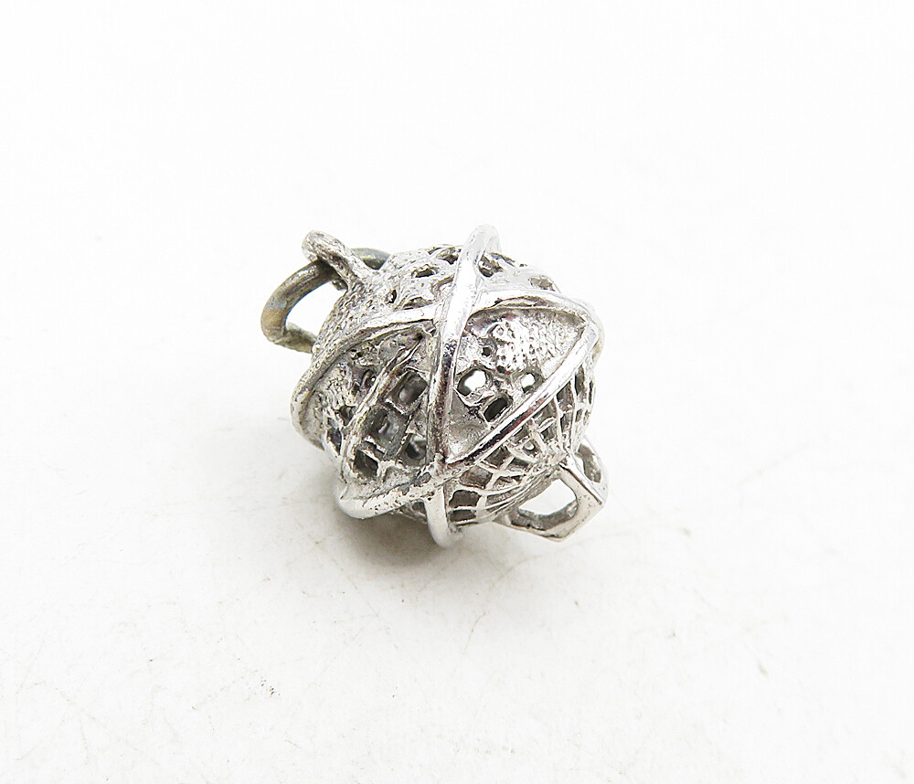 925 Sterling Silver Vintage Petite Wrapped World Globe Drop Pendant PT6912