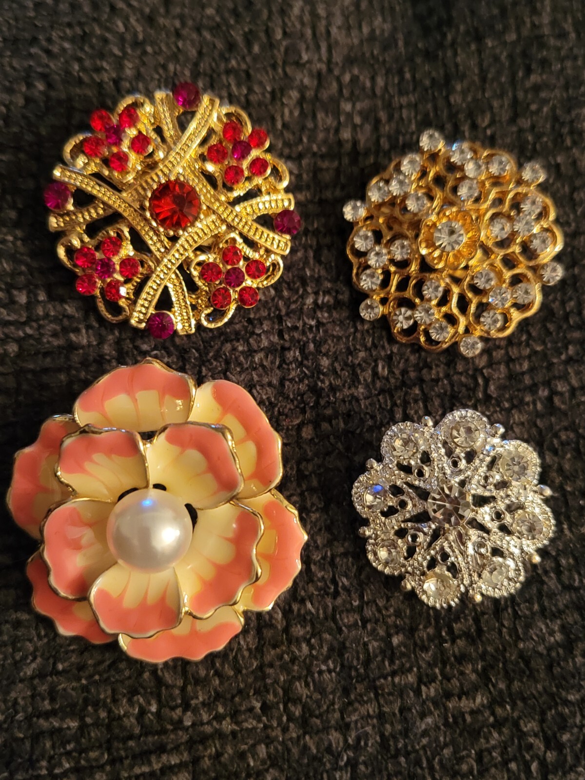 Rhinestone All Occasion Flower Floral Bouquet Brooch Pin Jewelry Lot CA USA E97