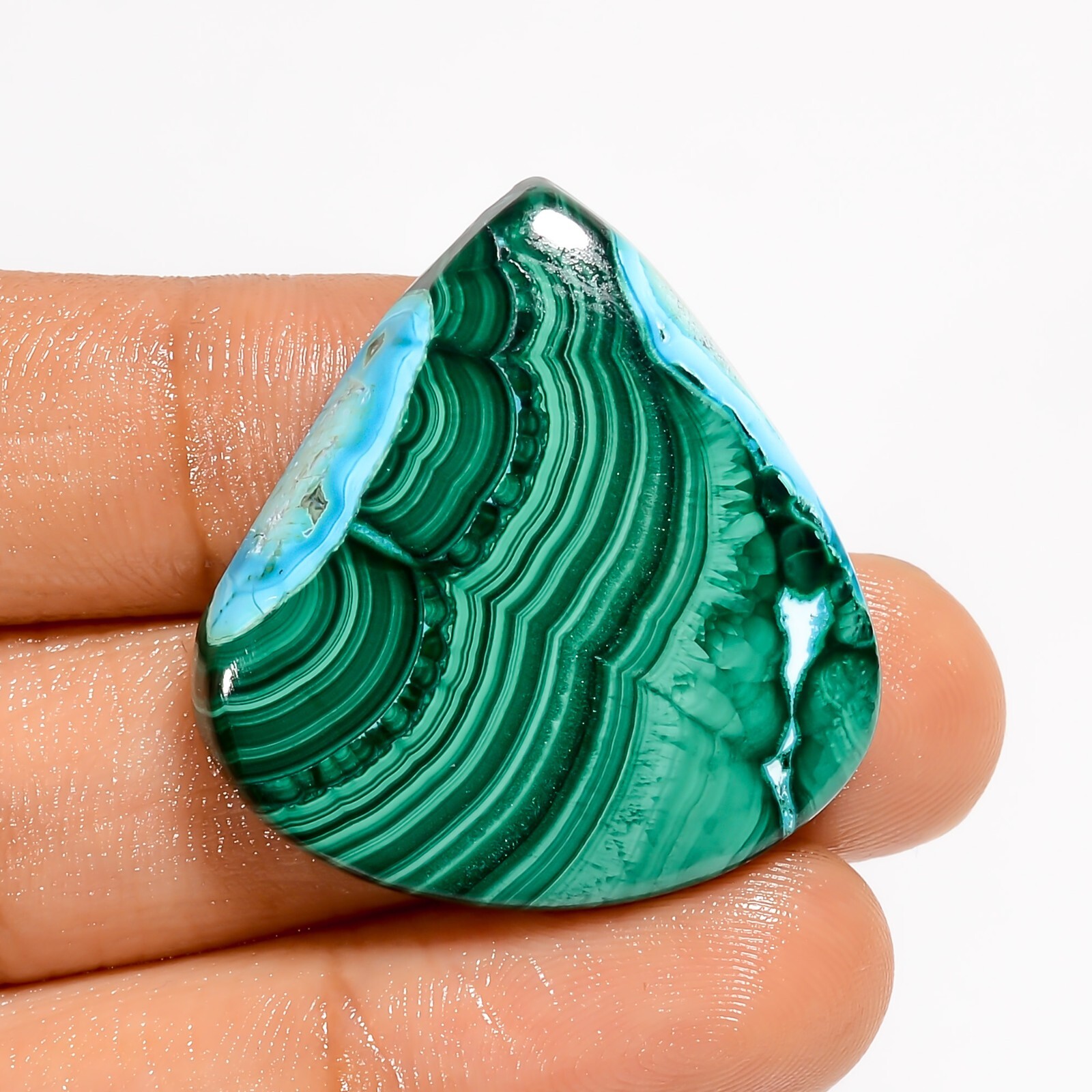 100% Natural Malachite Chrysocolla Heart Cabochon Gemstone 55 Ct 32X30X5 mm