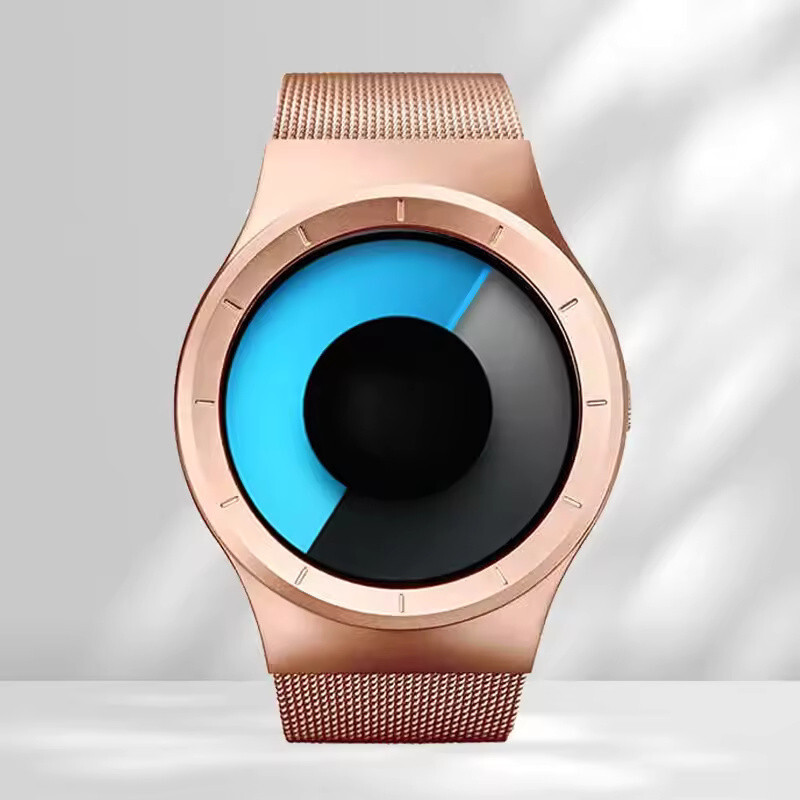 Numberless Watch – Liquid Blue Display – Mothers Day Gift Novelty Unique Unisex