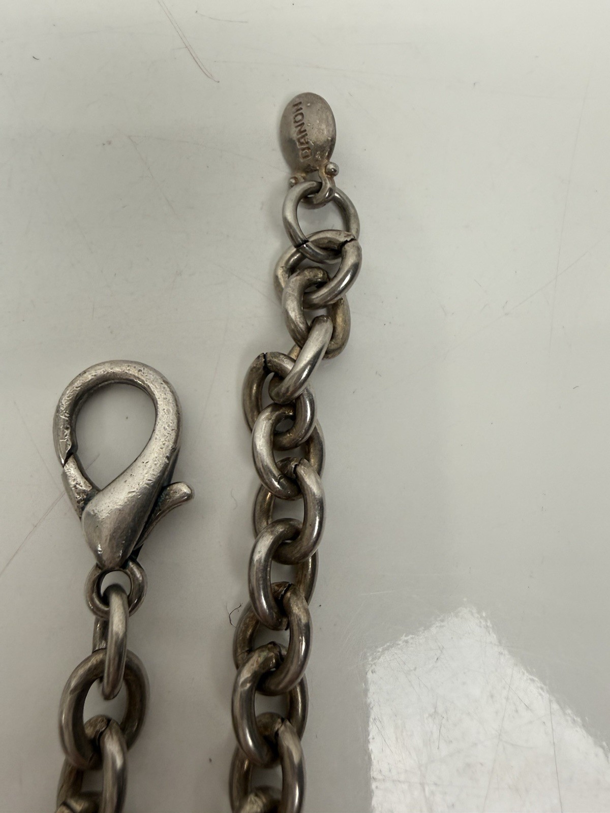 VTG Danon Pewter Pendant Necklace Featuring Brands Iconic Brutalist Handcrafted