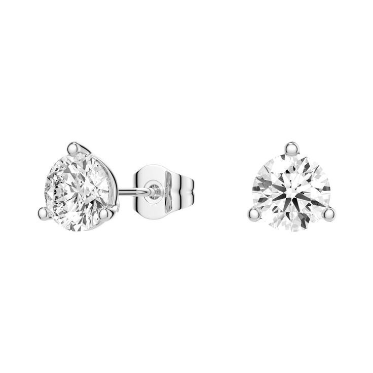 Lab Grown Diamond Earring 14k Yellow/White Gold 3 Prong Stud Earrings