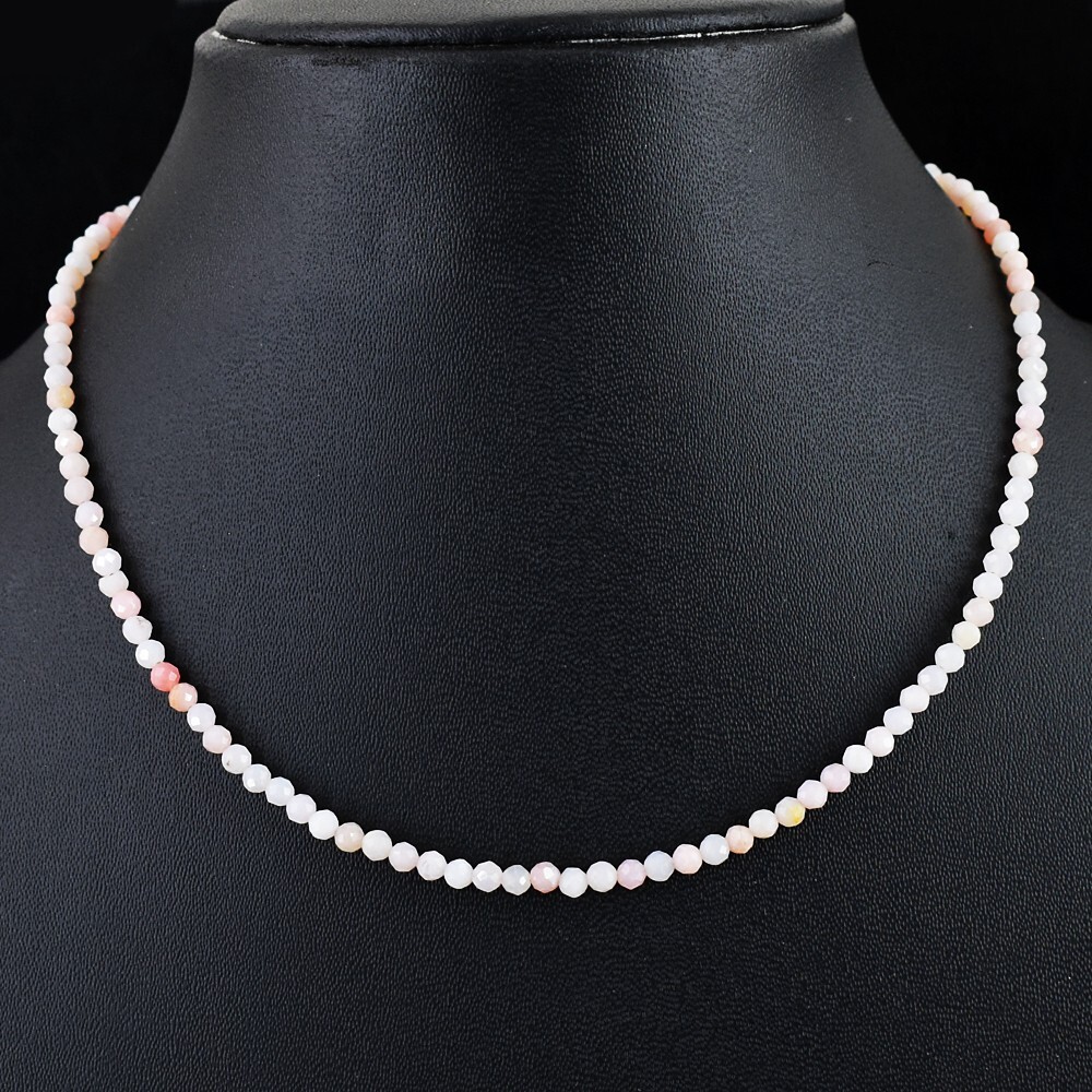 Pink Opal Amazing Sparking 34.00 Cts Beaded Beautiful Womens Necklace VK 37 E584