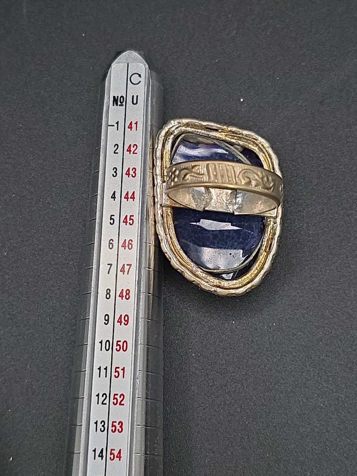 Large Handcrafted Sterling Silver & Purple Blue Agate Statement Ring Size 8