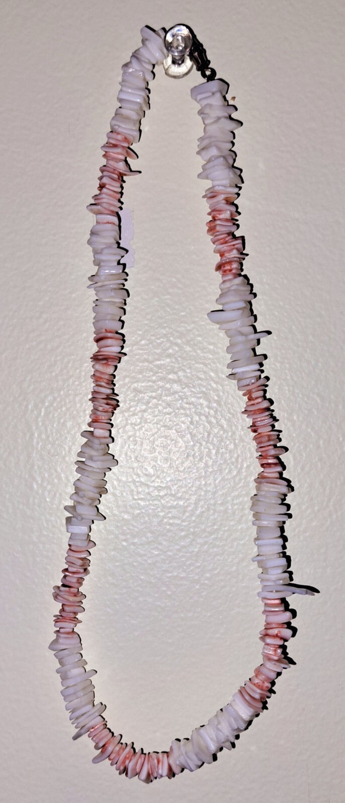 White & Orange Puka Shell Necklace Tropical Beach Fashion Jewelry