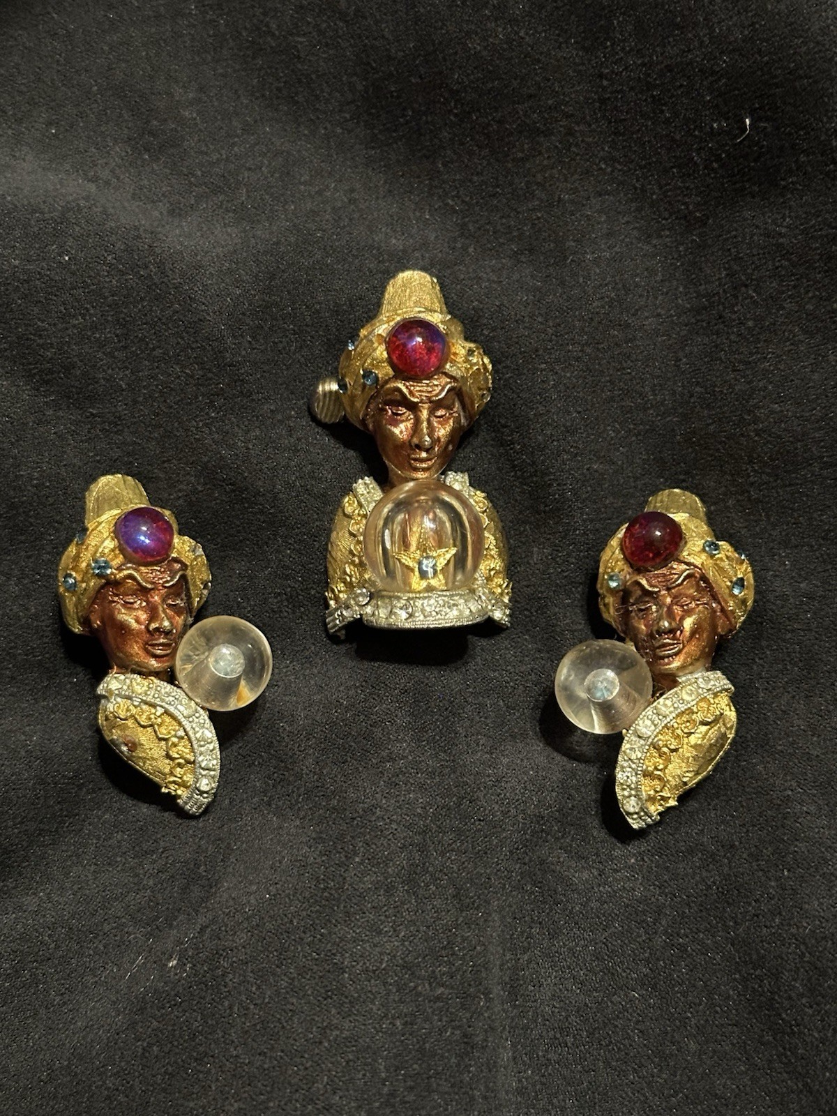 HAR Genie Fortune Teller Clip On Earrings And Spring Clasp Pin