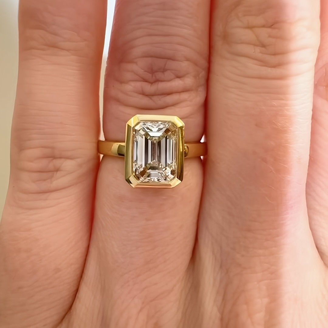 Emerald Cut Moissanite Ring 6x8mm 2ct 925 Silver Size 6 7 8 9